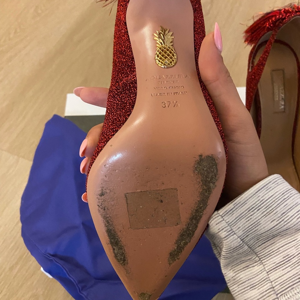Aquazzura red glitter tassel pump - Picture 5 of 7